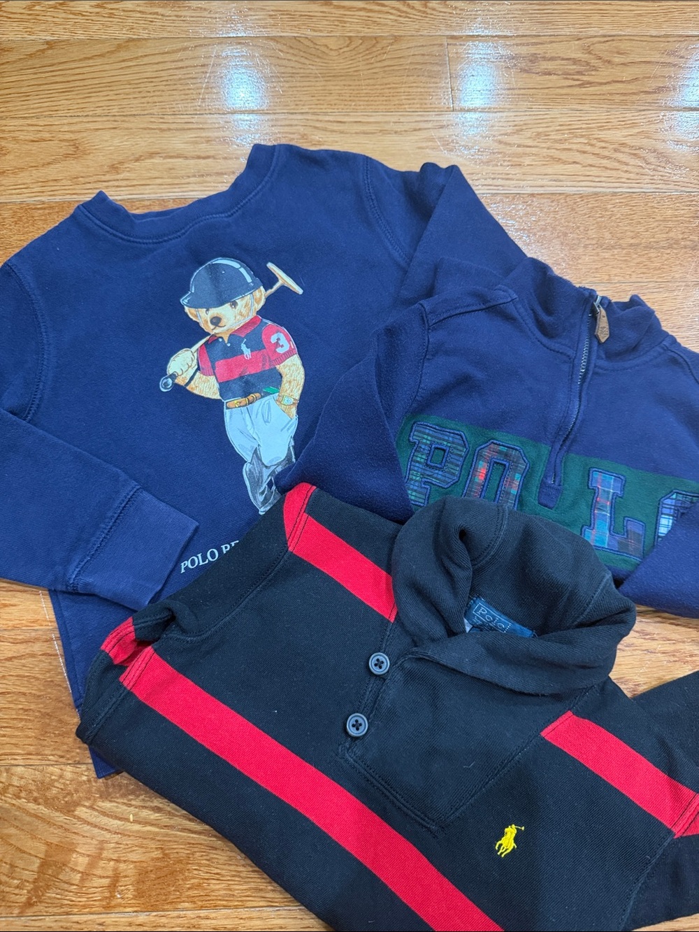 Polo by Ralph Lauren Kids Navy Sweatshirts & Black Polo with Red Stripes
